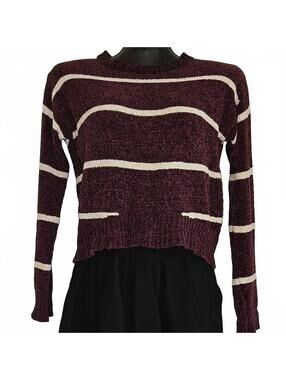 Moral Fiber Burgundy Striped Sweater Size Medium Juniors